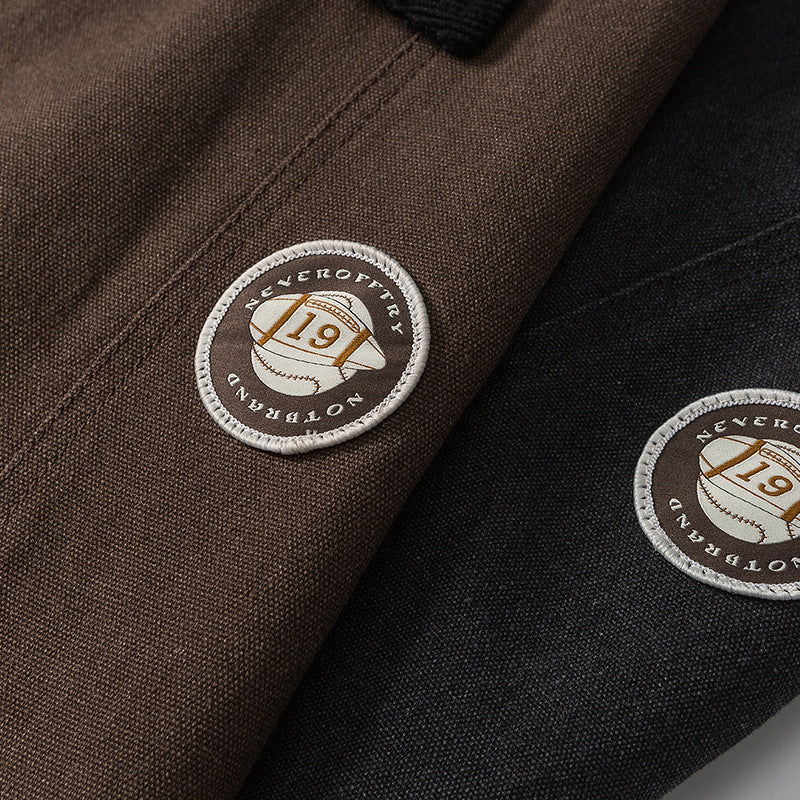 Plain, loose-fitting coat pocket lapel jacket
