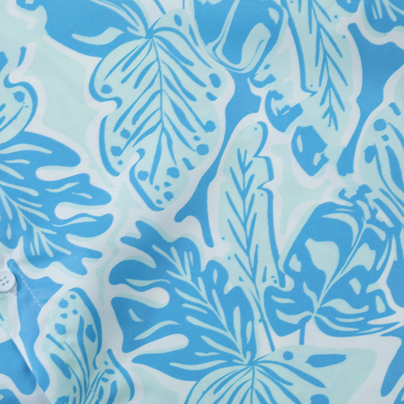 New summer leaf print short sleeve shirt