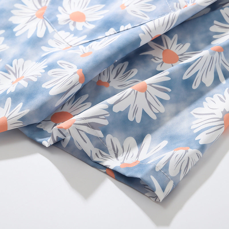 New for summer: Graffiti floral print short-sleeved shirt