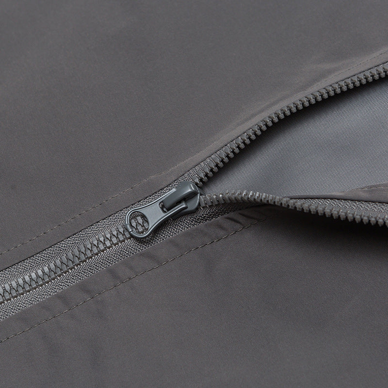 Solid color 3D pocket turn-down collar jacket