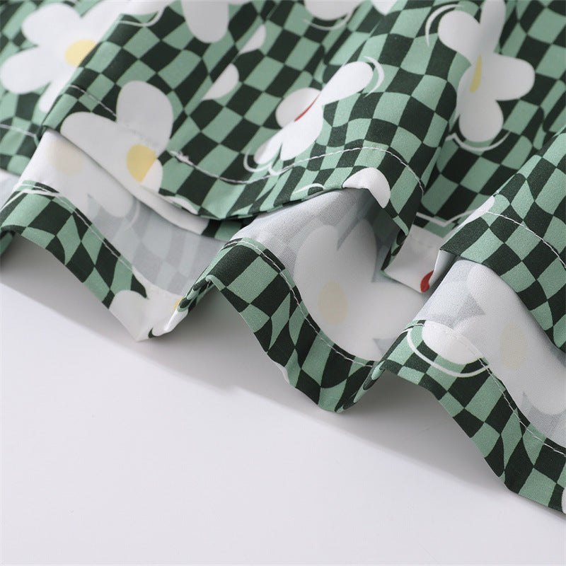 New summer check print short sleeve shirt