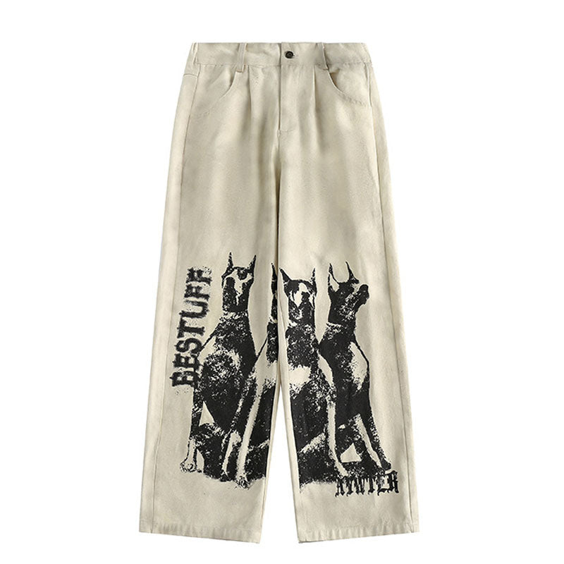 Graffiti Doberman Washed Pants