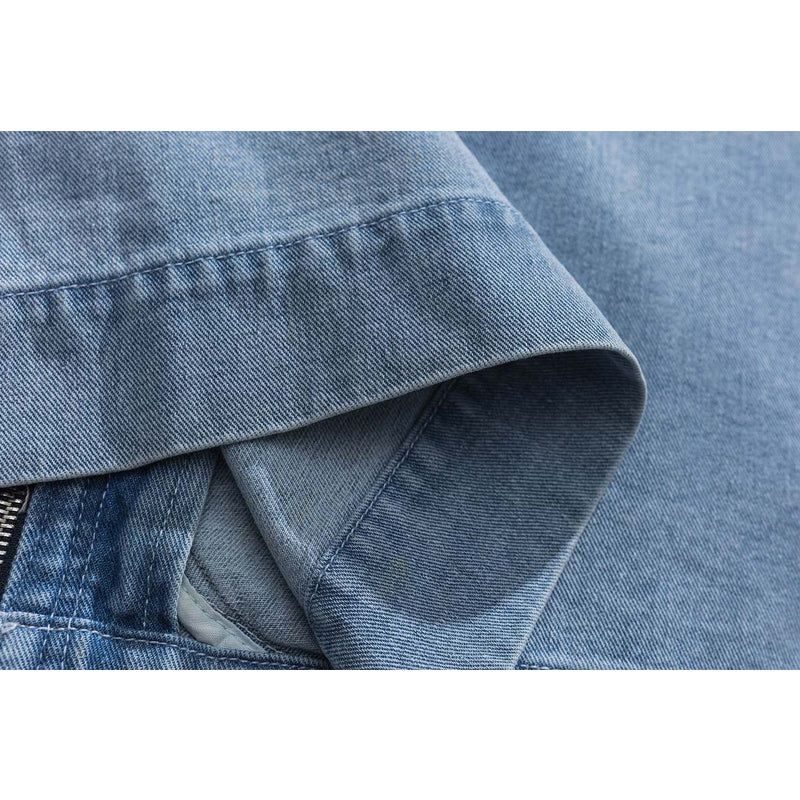 Orange corduroy washed denim jacket