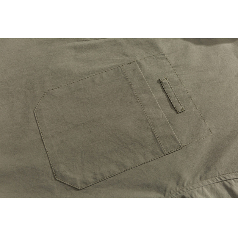 Classic plain hedgework short-sleeved shirt