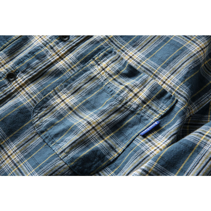 Yarn-dyed tartan check work shirt