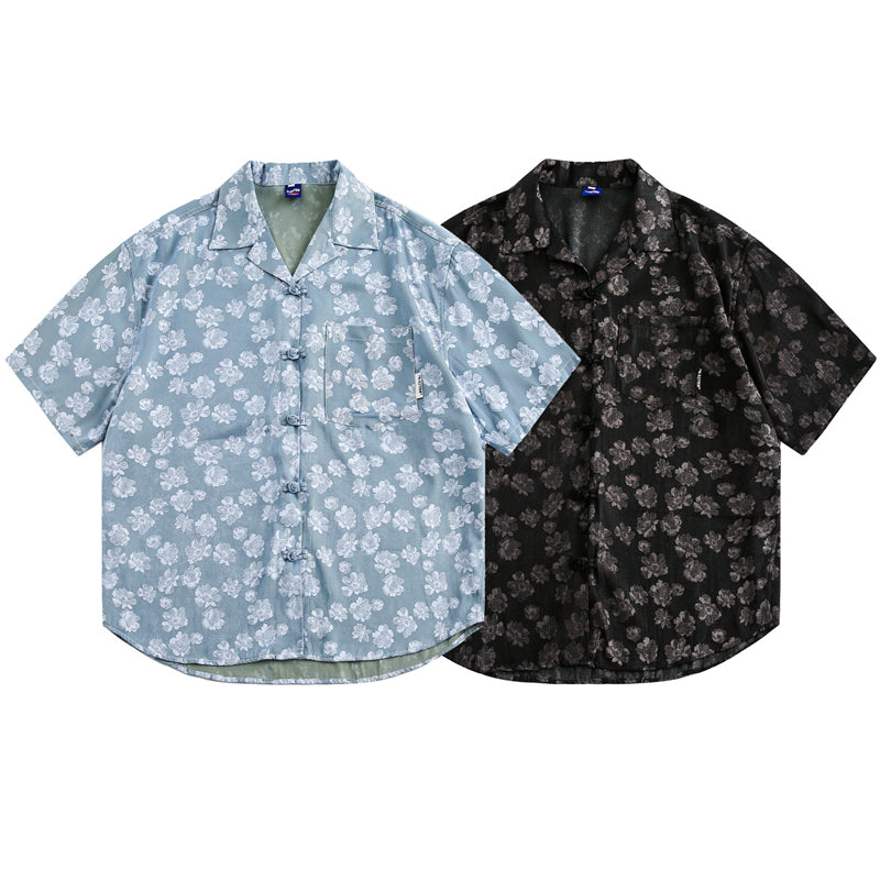 New for summer: ethnic-style button-down short-sleeved shirt
