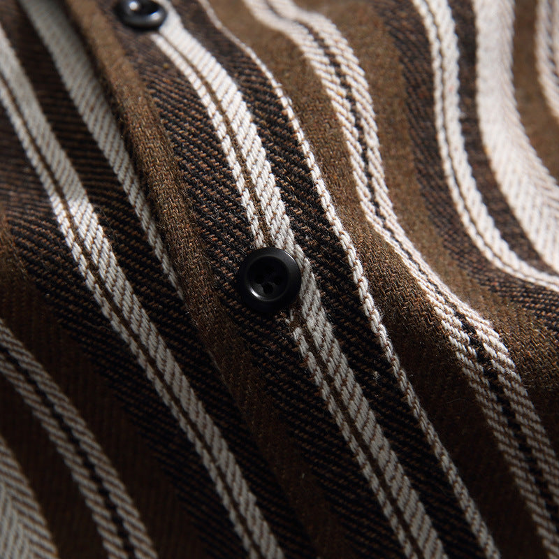 Striped long-sleeved shirt with pocket