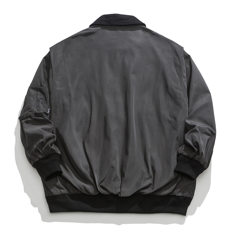 Corduroy neck large pocket jacket