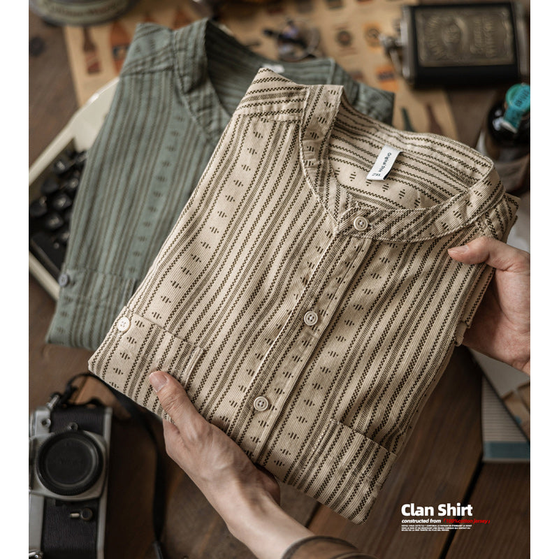 Ethnic Stripe Corduroy Henley Shirt