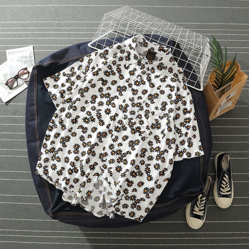 New summer daisy print short sleeve shirt