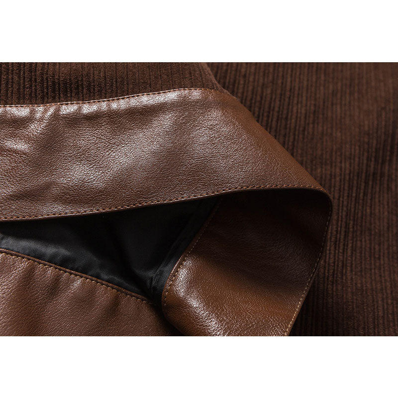 Corduroy embroidered shirt collar jacket