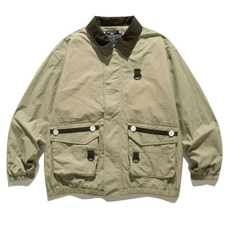 Simple retro color-coordinated neck jacket