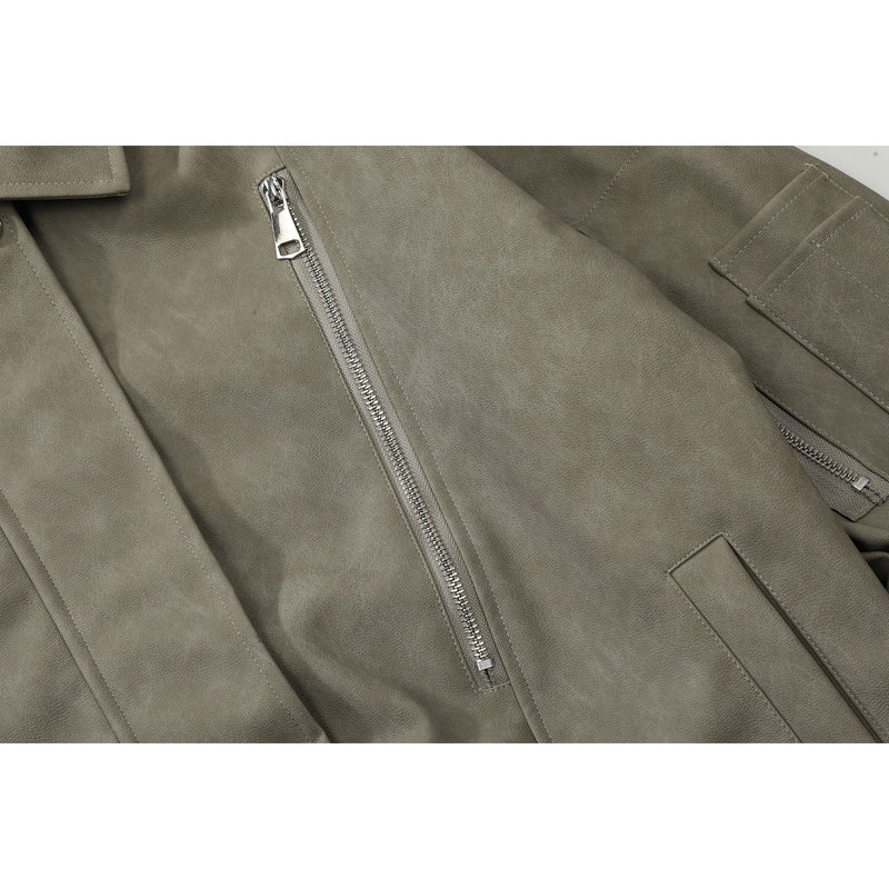 American casual simple classic leather jacket