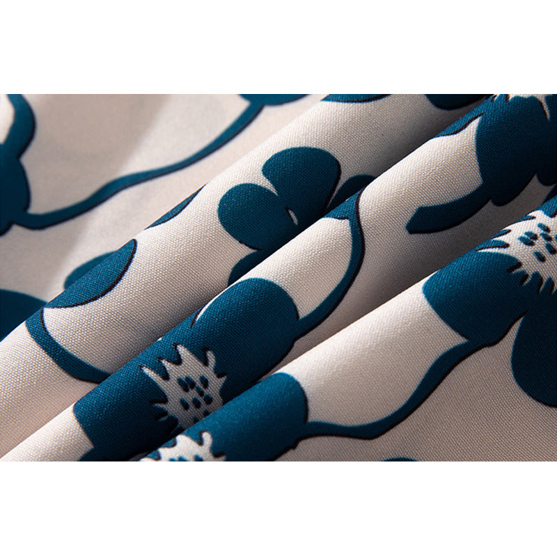 Cuban color floral print aloha shirt short sleeve
