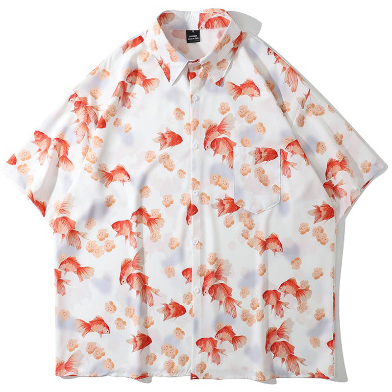 New for summer: Goldfish print short-sleeved shirt