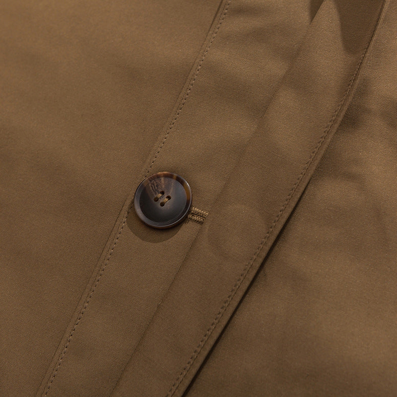 Spring plain turn-down collar mid-length/long coat