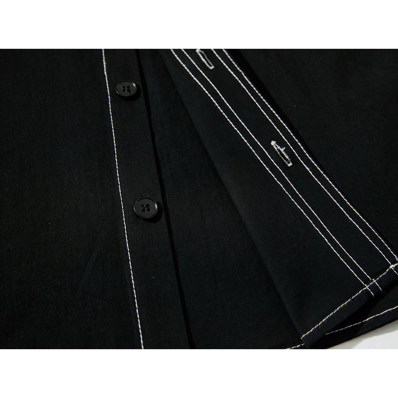 Fashion loose pocket long sleeve shirt