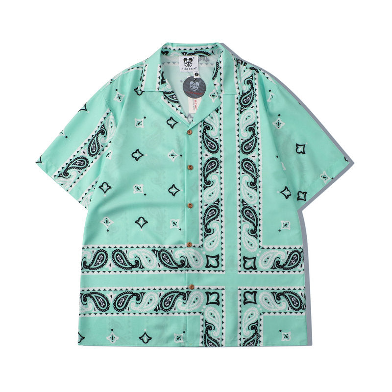 New Summer Cashew Nuts Short Sleeve Shirt + Shorts 2-Piece Set
