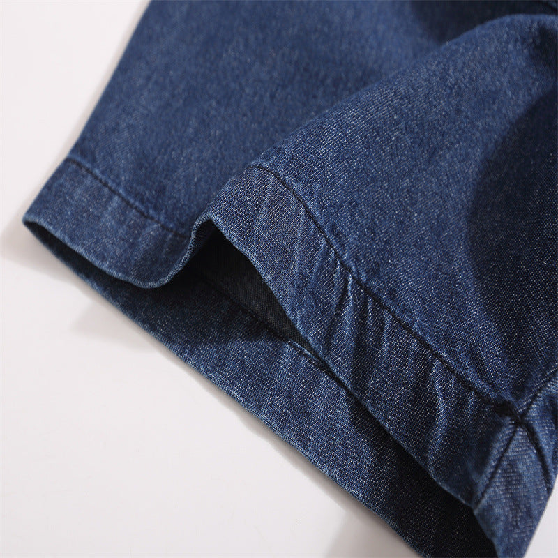 New summer embroidered denim short sleeve shirt