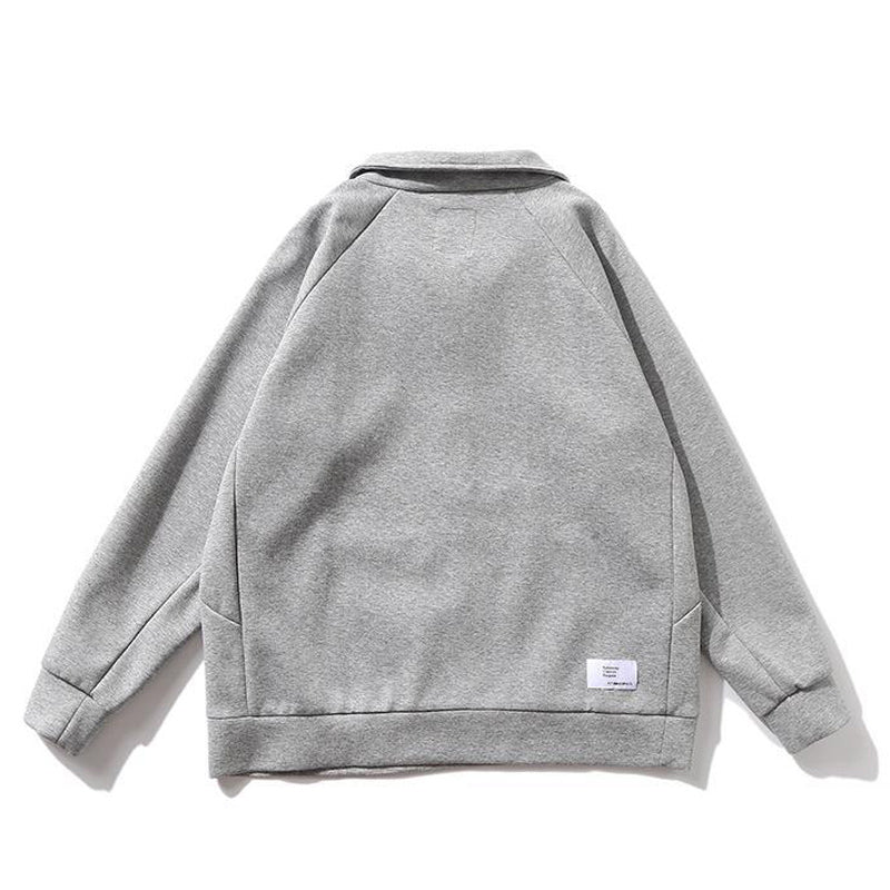 定番無地ジッパーポケットパーカー
