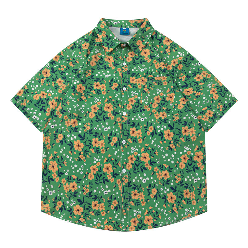 Fresh floral print short sleeve shirt