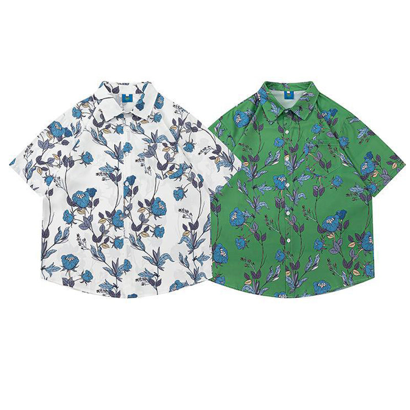 Hawaiian print floral all-over short-sleeved shirt