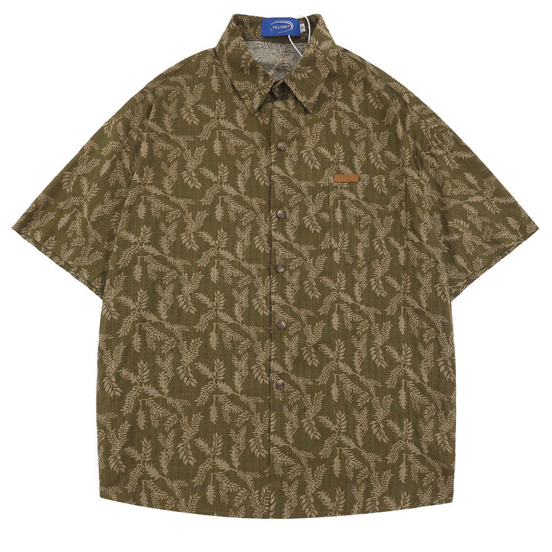 Retro floral print aloha short sleeve shirt