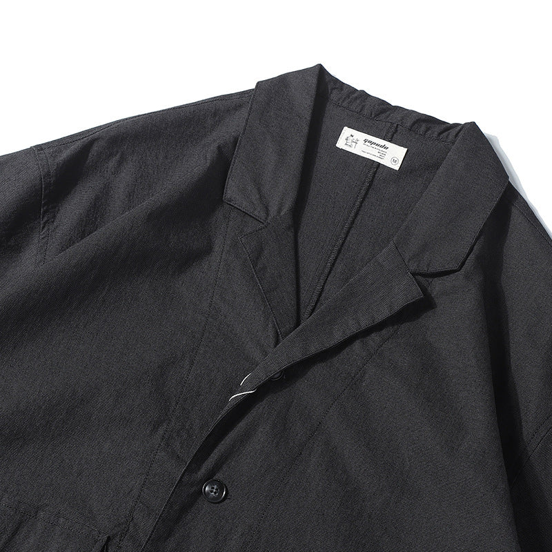 New for summer: Plain suit shirt with folded collar and short sleeves