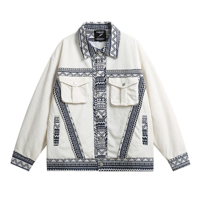 Ethnic switch lapel coat casual jacket