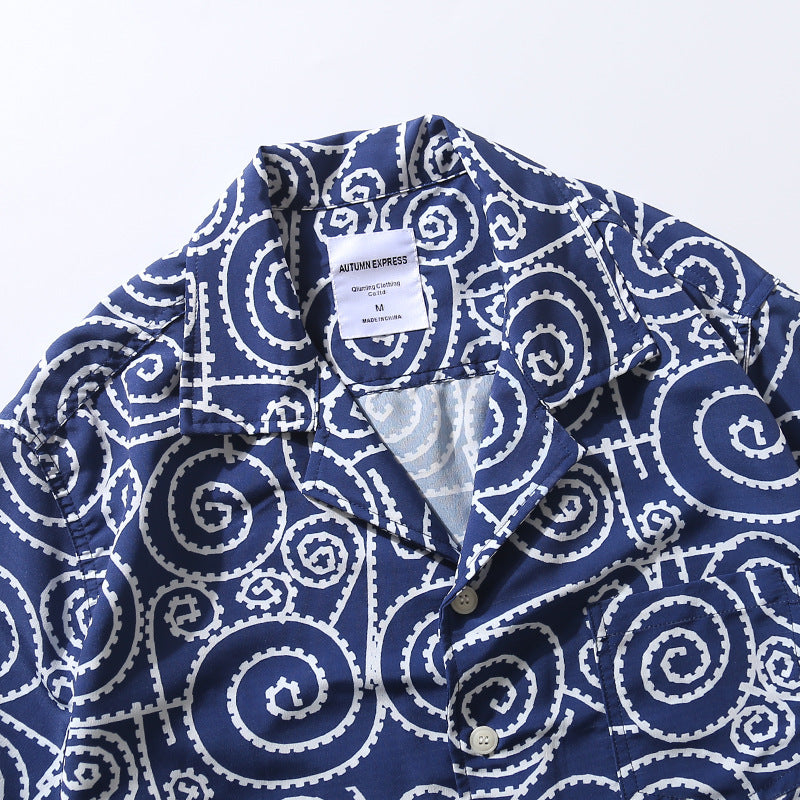 New summer line dot print short sleeve shirt