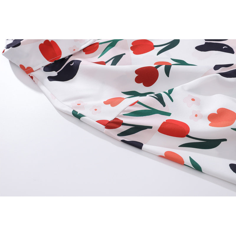 New for Autumn: "Dog and Flower" All-Over Print Long Sleeve Shirt