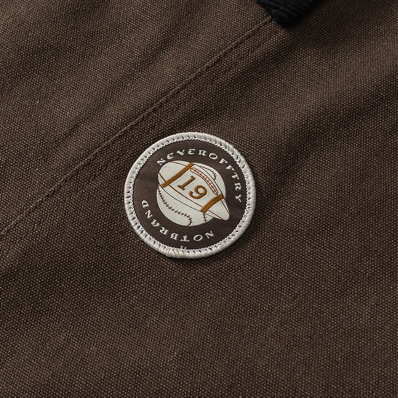 Plain, loose-fitting coat pocket lapel jacket