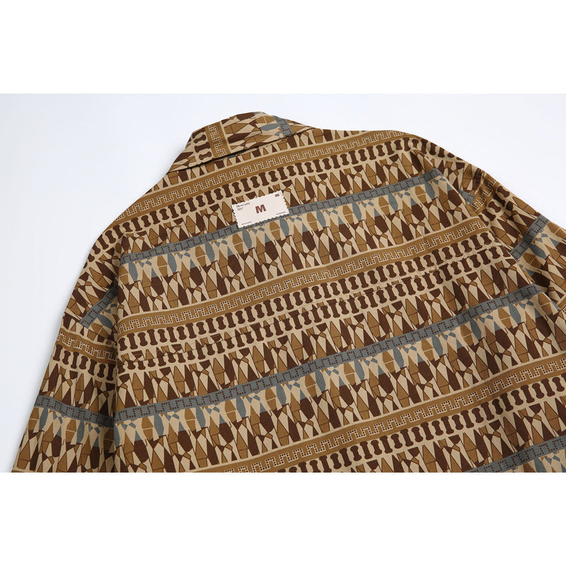 Ethnic print long-sleeved shirt for fall