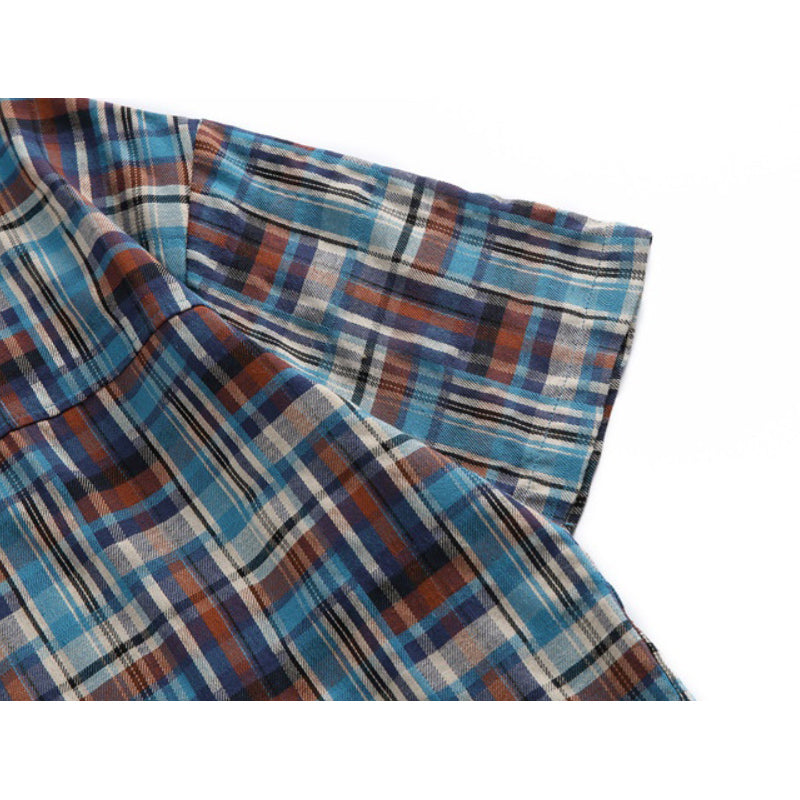 New Summer Check Cotton Short Sleeve Shirt