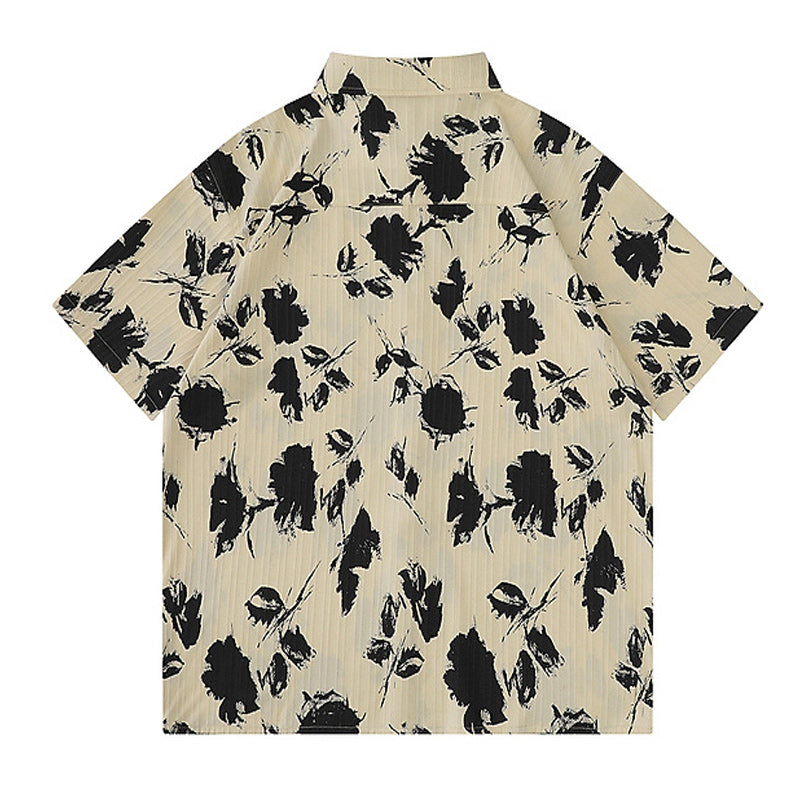 Retro floral short-sleeve Hawaiian quick-drying shirt