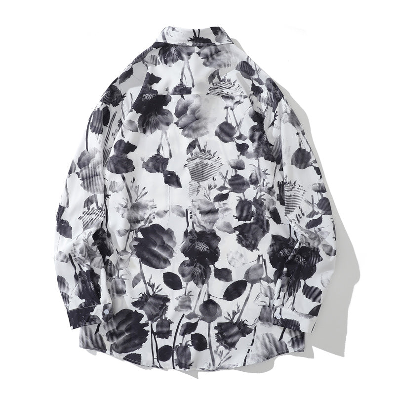 Retro fashion "Ink painting" long sleeve shirt