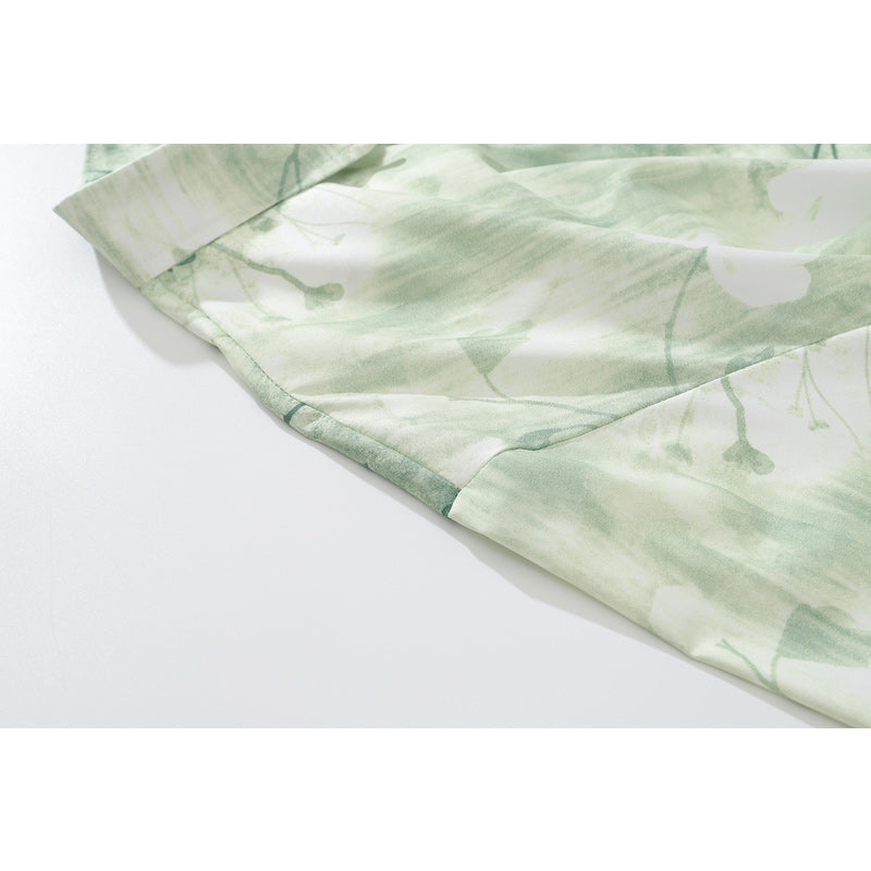 "White Rose" all-over print long-sleeved fresh shirt