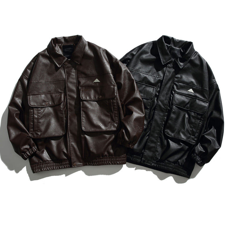cityboy Cargo Men's Autumn Outdoor Leather Jacket, Waterproof and Windproof, for Commuting