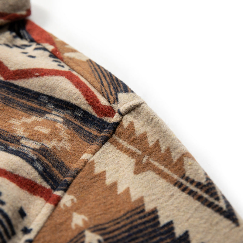 Mixed-color ethnic-style loose-fitting long-sleeved shirt