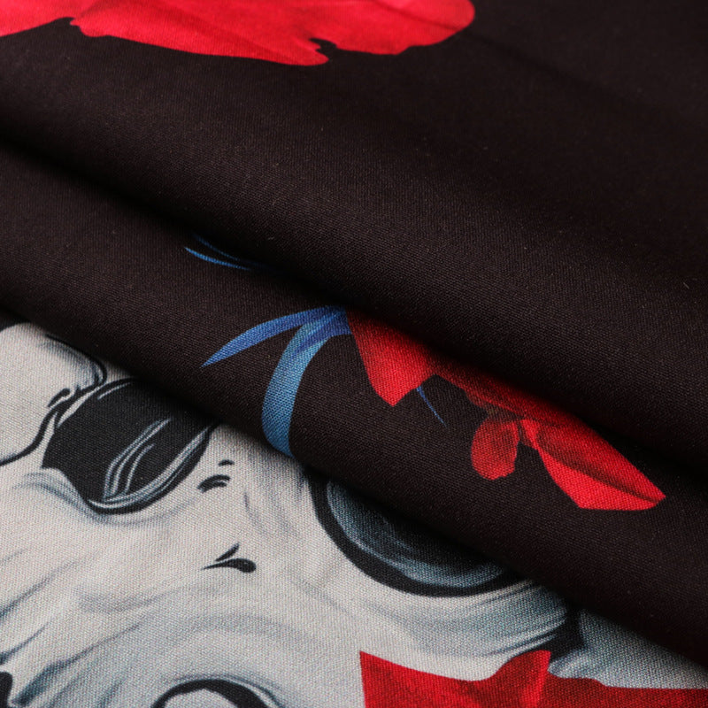 New for summer: skull and rose print short-sleeved shirt
