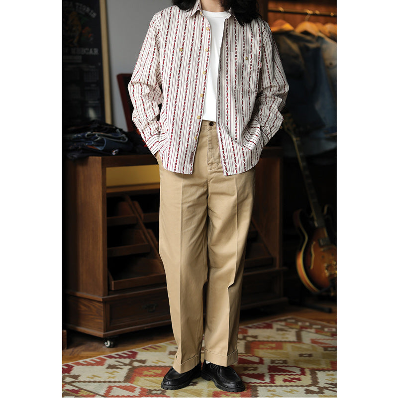 Navajo striped fine corduroy work shirt
