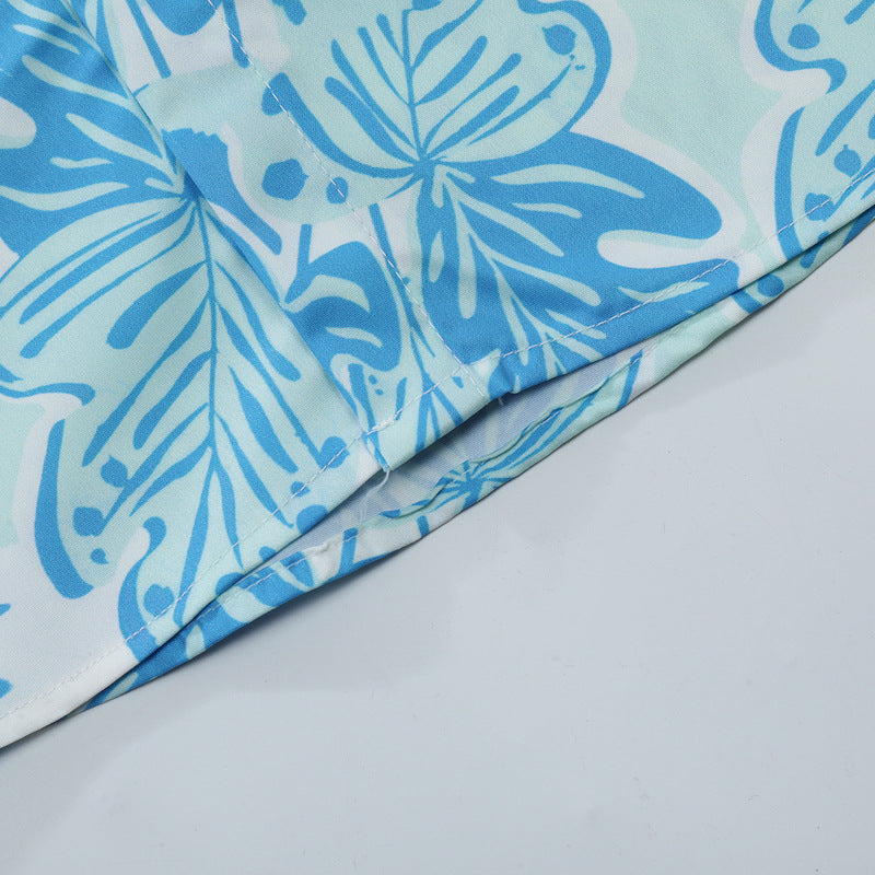 New summer leaf print short sleeve shirt