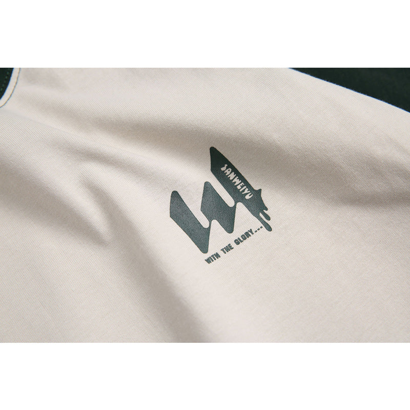 Four-color long-sleeved T-shirt with contrasting colors