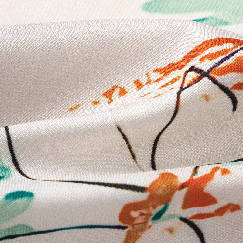 New for summer: Floral print turn-down collar short-sleeved shirt