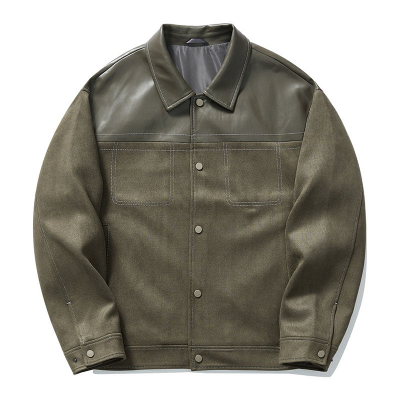 Suede PU switching skipper jacket