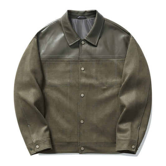 Suede PU switching skipper jacket