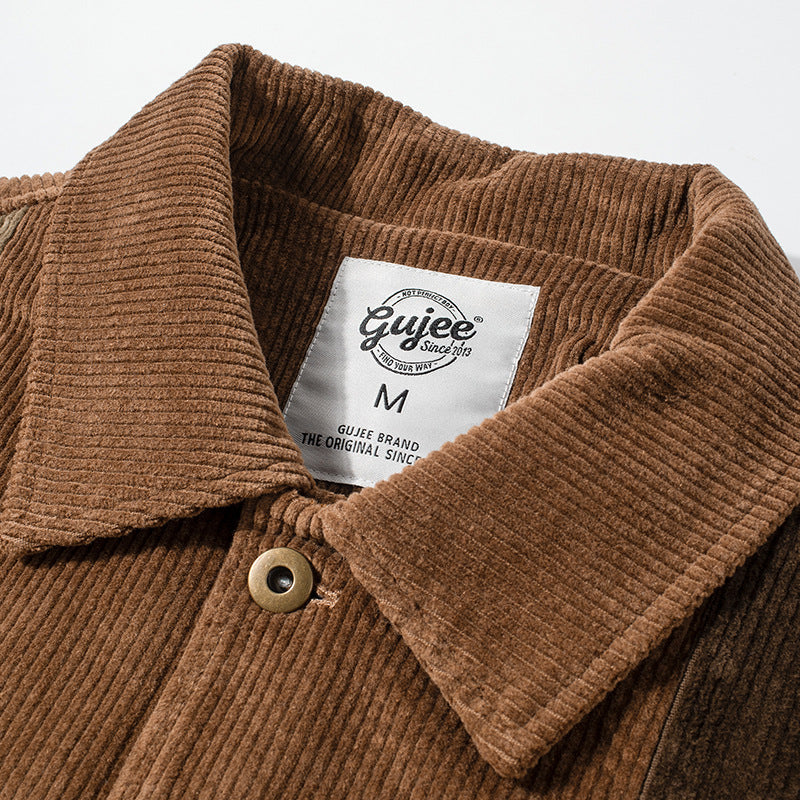 Mixed Color Alphabet Embroidered Retro Loose Fit Jacket