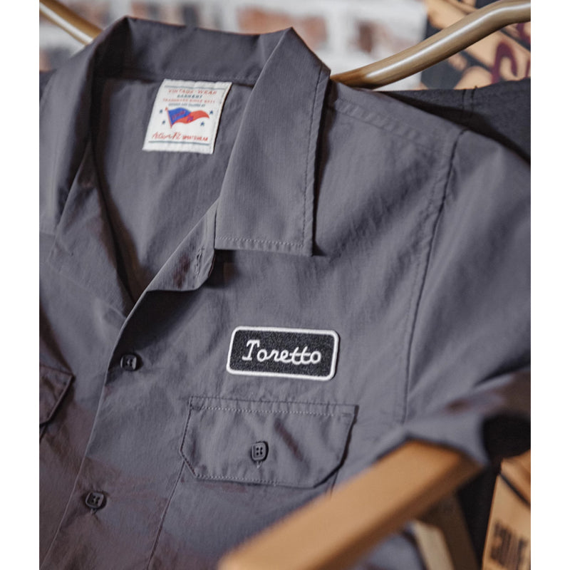 Embroidered tag double pocket work shirt