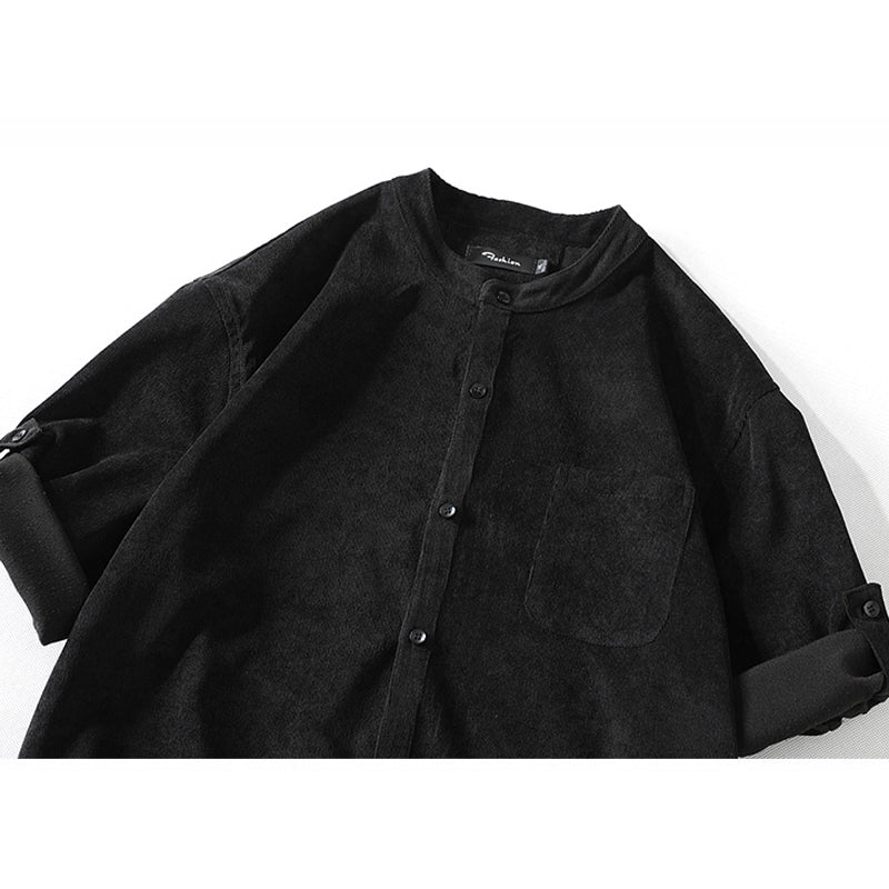 New for summer: Solid color, collarless, short-sleeved shirts M-5XL