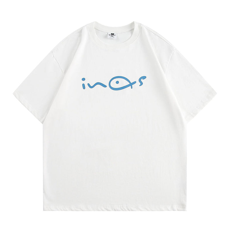 Crew neck fish print short sleeve T-shirt